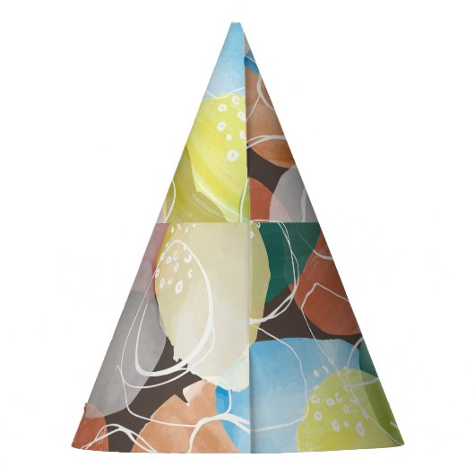 Abstrakte Doodles: Minimalistische Wasserfarbe Kun Partyhütchen (Rückseite)