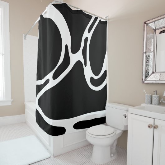Abstrakte Doodles Schwarzweiß Duschvorhang (Beispiel)