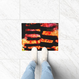 Abstrakte Doormat, gelb gestrichen, orange Fußmatte