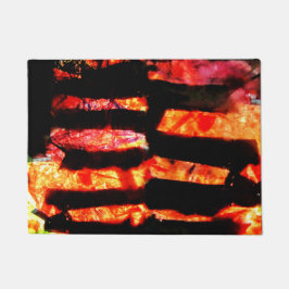 Abstrakte Doormat, gelb gestrichen, orange Fußmatte