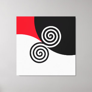 Abstrakte Doppelspirale auf Schwarz/Weiß Leinwanddruck