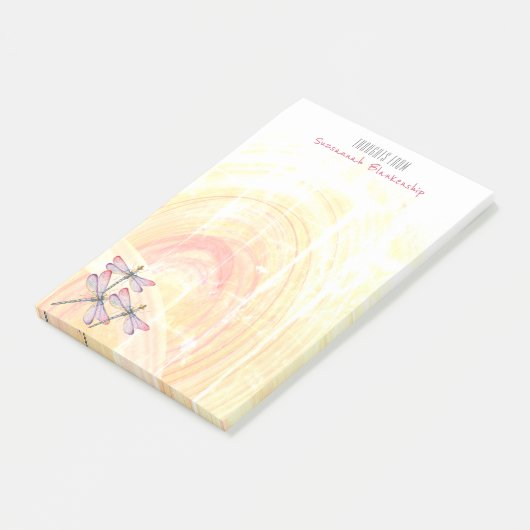 Abstrakte Dragonfische über Pastellfarben Post-it Klebezettel (angewinkelt)