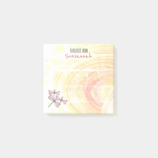 Abstrakte Dragonfische über Pastellfarben Post-it Klebezettel (Vorderseite)