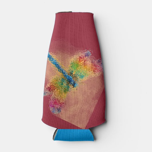 Abstrakte Dragonfly Art (rot) Flaschenkühler (Vorderseite)