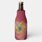 Abstrakte Dragonfly Art (rot) Flaschenkühler (Flaschenvorderseite)