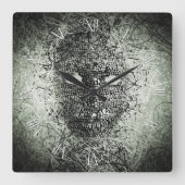 Abstrakte Drahtmaske Quadratische Wanduhr (Vorderseite)