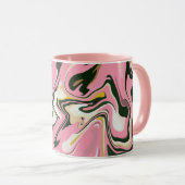 Abstrakte Drehkunst mit rosa, weiß und schwarz Tasse (VorderseiteRechts)