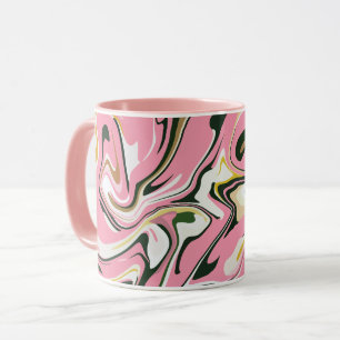 Abstrakte Drehkunst mit rosa, weiß und schwarz Tasse