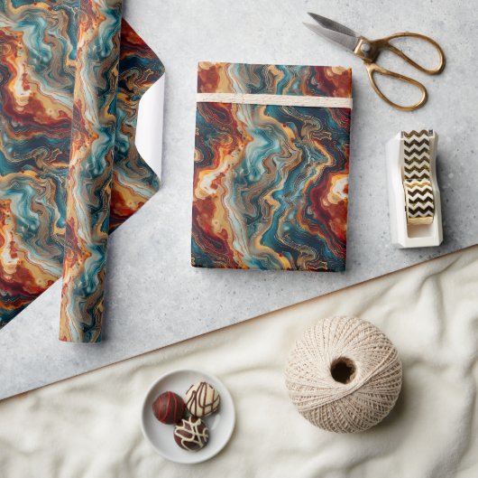 Abstrakte Drehtöne mit Reds, Blues, Golds Geschenkpapier (Kunsthandwerk)