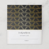 Abstrakte Dreieck-Hochzeit in Schwarz und Gold Platzkarte (Außenseite Aufgefaltet)