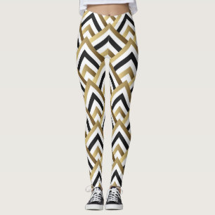 Abstrakte Dreiecke: Gold Black Seamless Leggings