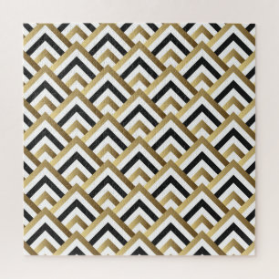 Abstrakte Dreiecke: Gold Black Seamless Puzzle