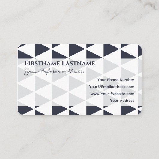 Abstrakte Dreiecke, grau-blaue Formen Visitenkarte (Rückseite)