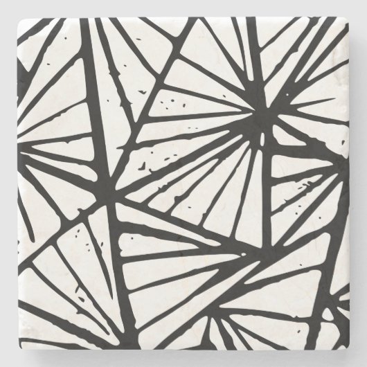 Abstrakte Dreiecke Lino Print Stone Untersetzer (Vorderseite)