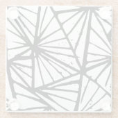 Abstrakte Dreiecke Linoschnitt Glasuntersetzer (Rückseite)