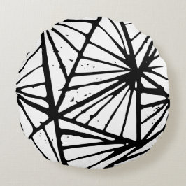 Abstrakte Dreiecke Linoschnitt Rundes Kissen