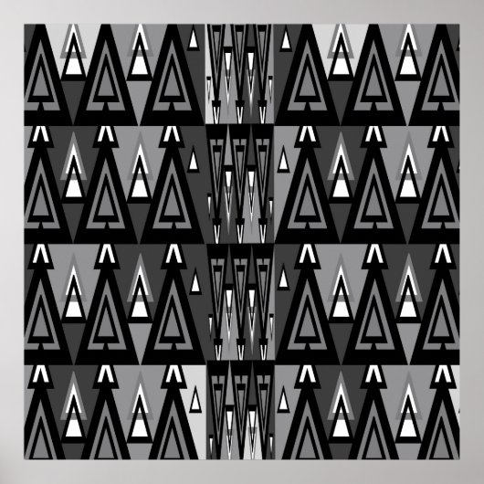 Abstrakte Dreiecke mit grauer und schwarzer Geomet Poster (Vorne)