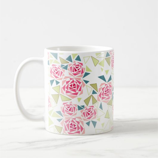 Abstrakte Dreiecke Rose Mosaikdruck Kaffeetasse (Links)