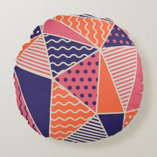 Abstrakte Dreiecke: Vintage-Geometrischer Hintergr Rundes Kissen