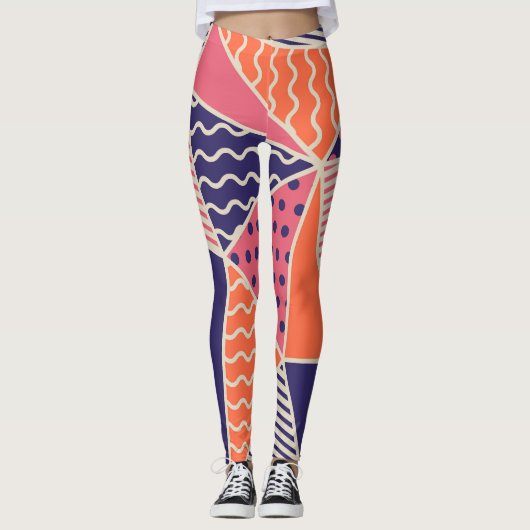 Abstrakte Dreiecke: Vintager geometrischer Hinterg Leggings (Vorderseite)