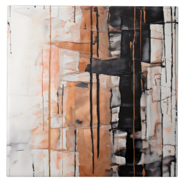 Abstrakte Druckfarbe für Schwarz, Weiß und Kupfer Fliese