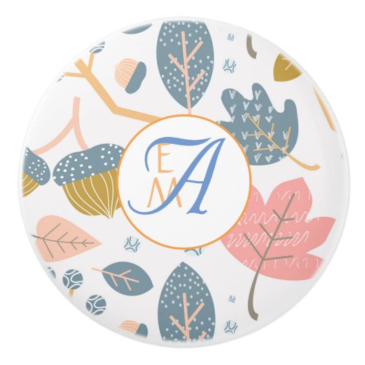 Abstrakte, duftende blaue Korallen Mit Monogramm D Keramikknauf (Vorderseite)