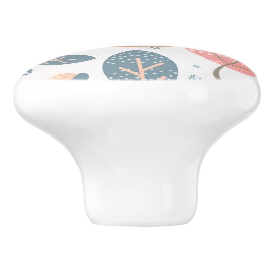 Abstrakte, duftende blaue Korallen Mit Monogramm D Keramikknauf (Seitenansicht)