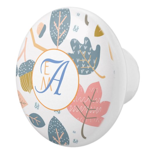 Abstrakte, duftende blaue Korallen Mit Monogramm D Keramikknauf (Rechts)