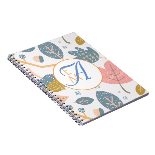 Abstrakte, duftende blaue Korallen Mit Monogramm D Notizblock (Rechte Seite)