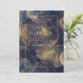 Abstrakte dunkelblaue Flüssig-Kunstmalerei Einladung (Stehend Vorderseite)