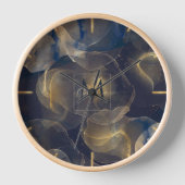Abstrakte dunkelblaue Flüssig-Kunstmalerei Uhr (Vorderseite)