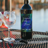 Abstrakte dunkelblaue Hochzeitflasche Weinetikett