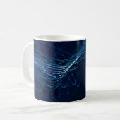 Abstrakte dunkelblaue Linien Kaffeetasse (Vorderseite Links)