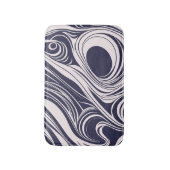 Abstrakte, dunkelblaue und graue Wirbel Badematte (Vorderseite Vertikal)