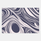 Abstrakte, dunkelblaue und graue Wirbel Geschenkpapier Set (Vorderseite)