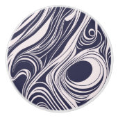 Abstrakte, dunkelblaue und graue Wirbel Keramikknauf (Vorderseite)