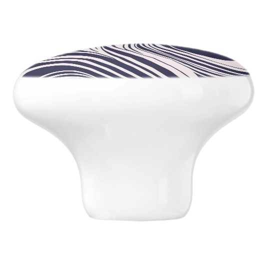 Abstrakte, dunkelblaue und graue Wirbel Keramikknauf (Seitenansicht)