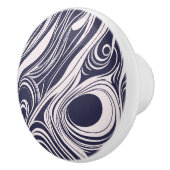 Abstrakte, dunkelblaue und graue Wirbel Keramikknauf (Rechts)