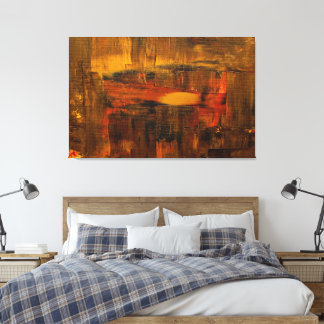 Abstrakte dunkelbraune Golds & Reds Malerei Leinwanddruck