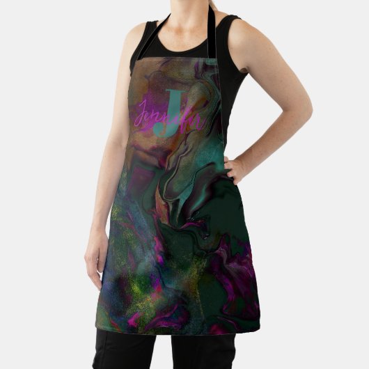 Abstrakte dunkelfarbene flüssige Farbe Name und Mo Schürze (InSitu)