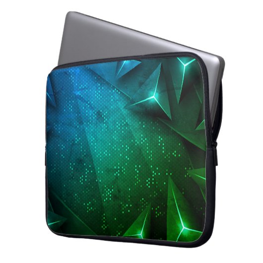 Abstrakte dunkelgröne polygonale Formen Textur Laptopschutzhülle (Vorderseite Links)