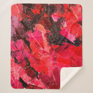 Abstrakte dunkelrote Ölmalerei auf der Leinwand. Sherpadecke