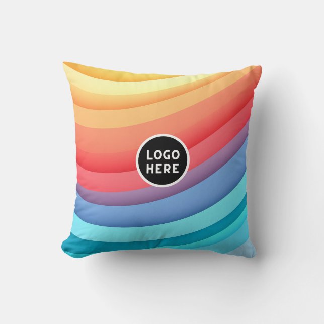 Abstrakte dynamische Regenbogenwälder | Logo hinzu Kissen (Vorderseite)