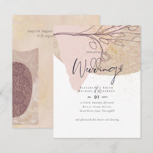 Abstrakte Earth Gold Wedding lädt zu einem günstig Einladung