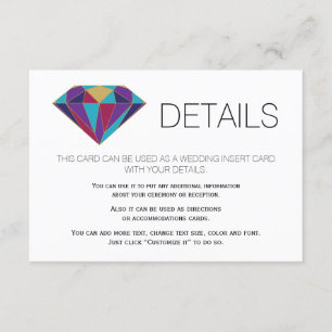 Abstrakte Edelsteine-Hochzeitsdetails einfügen Begleitkarte