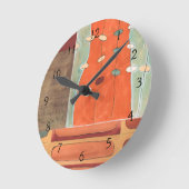 Abstrakte Eierparade von Erica J. Vess Runde Wanduhr (Winkel)