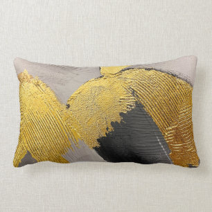 Abstrakte einfarbige Farben mit goldenen Pinselstr Lendenkissen