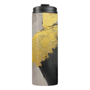 Abstrakte einfarbige Farben mit goldenen Pinselstr Thermosbecher