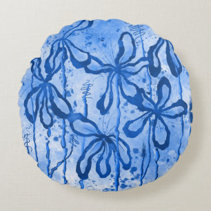 Abstrakte eingefärbte Blume Rundes Kissen