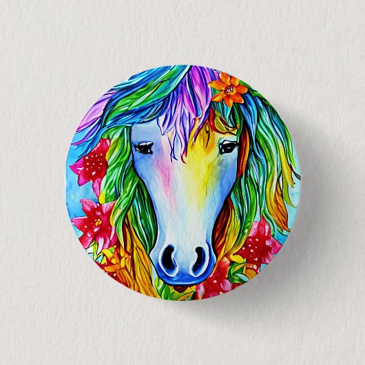 Abstrakte Einhorn-Blume Aquarell Kunst, Dichtung Button (Vorderseite)